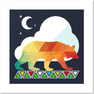 Bear walking in the night Posters and Art